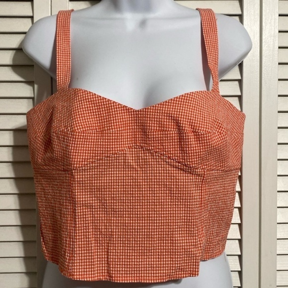 Zara orange and white bustier crop top